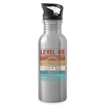 49. Geburtstag Gamer Level 49 Jahre - Trinkflasche mit integriertem Trinkhalm - Lightsilver - Rechts