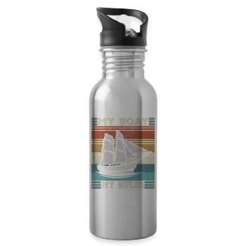 Mon bateau règne en naviguant Drôle de capitaine - Gourde avec paille intégrée - argent clair - Droite