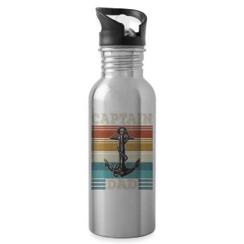 Captain Papa Sailboat Anchor Sailor Papa - Water bottle with straw - silver - Right