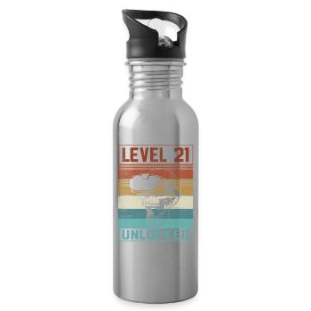 21st Birthday Gamer - Water bottle with straw - silver - Right