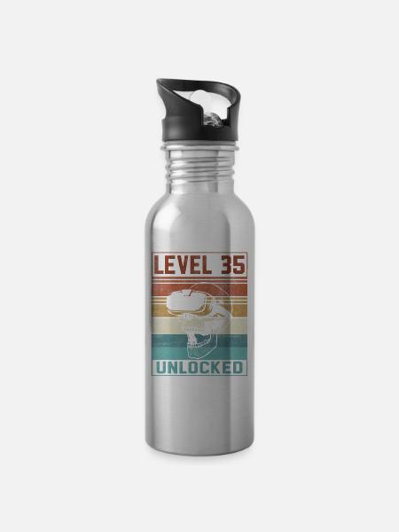 35th Birthday Gamer - Trinkflasche mit integriertem Trinkhalm - Lightsilver