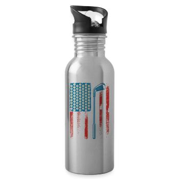 Amerika Golfspieler USA 4. Juli Golfer - Trinkflasche mit integriertem Trinkhalm - Lightsilver - Rechts