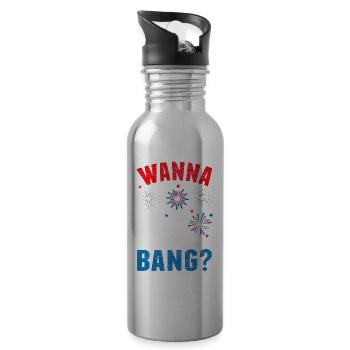 4. Juli Männer Feuerwerk USA - Trinkflasche mit integriertem Trinkhalm - Lightsilver - Rechts