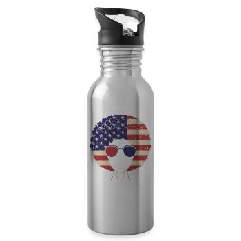 Women African American Flag - Water bottle with straw - silver - Right