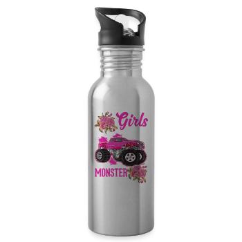 Monster Truck Girl Monster Truck Amoureux - Gourde avec paille intégrée - argent clair - Droite