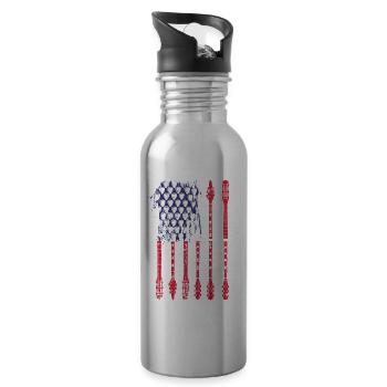 Gitarre USA Musikliebhaber 4. Juli - Trinkflasche mit integriertem Trinkhalm - Lightsilver - Rechts