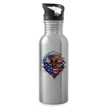 Patriotischer Adler Merica 4. Juli - Trinkflasche mit integriertem Trinkhalm - Lightsilver - Rechts
