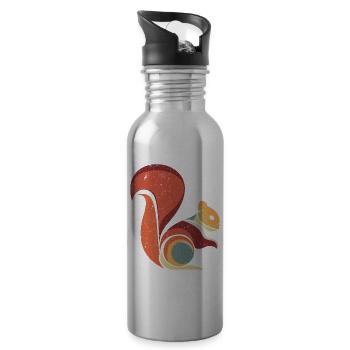 Retro Squirrel Rodent Animal - Water bottle with straw - silver - Right