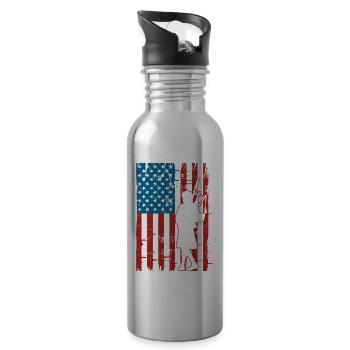 Patriotic bagpipe player musician bagpipes - Water bottle with straw - silver - Right