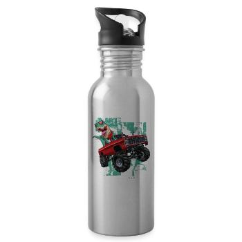 Monster Truck Trex Young Monster Trucks Dinosaurs - Water bottle with straw - silver - Right