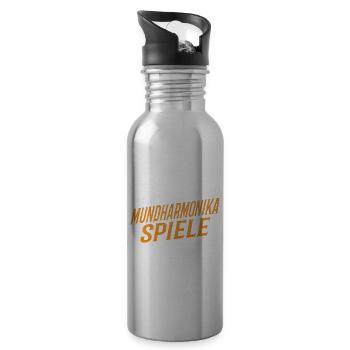 Mundharmonika Musiker Mundharmonikaspieler - Trinkflasche mit integriertem Trinkhalm - Lightsilver - Rechts