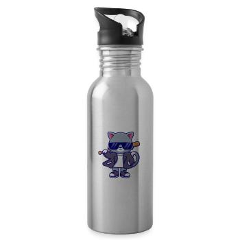 Sarkasmus Katzen Motiv Lustiger Spruch - Trinkflasche mit integriertem Trinkhalm - Lightsilver - Rechts