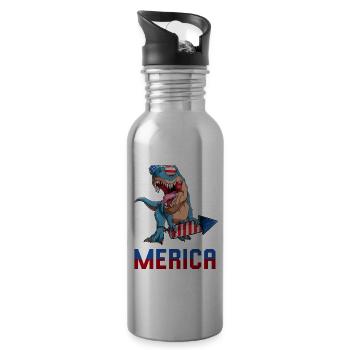 Patriotisch Trex amerikanische Dino Merica 4. Juli - Trinkflasche mit integriertem Trinkhalm - Lightsilver - Rechts