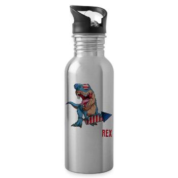 America Trex US Patriotic Dino 4 juillet - Gourde avec paille intégrée - argent clair - Droite