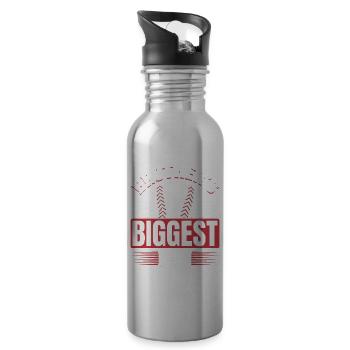 Kleine Schwester Baseball Bruder Fan - Trinkflasche mit integriertem Trinkhalm - Lightsilver - Rechts
