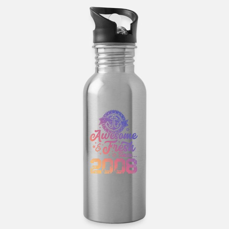 2008 awesome fresh - Water bottle with straw - silver