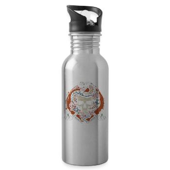 Skull Snake Tattoo Lover Tattoo - Water bottle with straw - silver - Right
