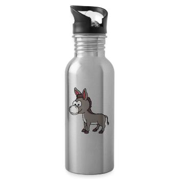 Donkey Comic Animal - Water bottle with straw - silver - Right