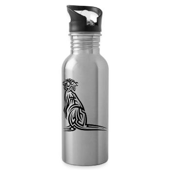 Tatouage tribal de suricate - Gourde avec paille intégrée - argent clair - Droite