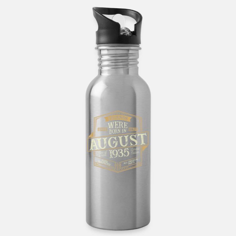 August 1935 Geburtstag Mann - Trinkflasche mit integriertem Trinkhalm - Lightsilver