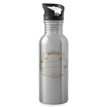 August 1990 Birthday Man - Water bottle with straw - silver - Right