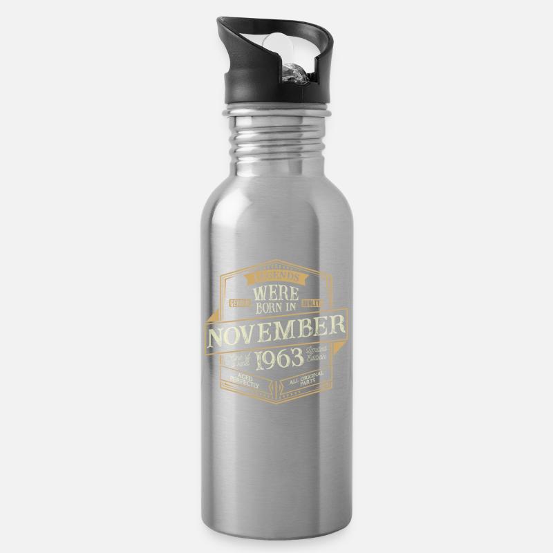 November 1963 Geburtstag Mann - Trinkflasche mit integriertem Trinkhalm - Lightsilver