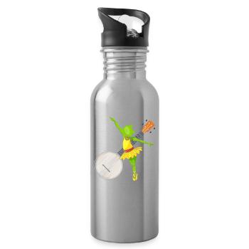 Ballet Dancing Frog Banjo Bluegrass Music - Water bottle with straw - silver - Right