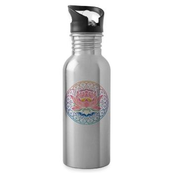 Lotus Mandala Maître Spirituel Reiki Yoga - Gourde avec paille intégrée - argent clair - Droite