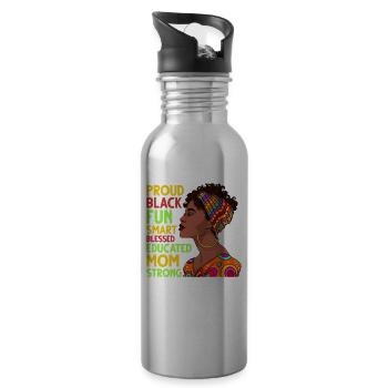 Fière femme africaine noire intelligente - Gourde avec paille intégrée - argent clair - Droite