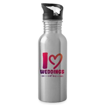 J’adore le mariage - Gourde avec paille intégrée - argent clair - Droite