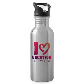 I love holidays - Water bottle with straw - silver - Right