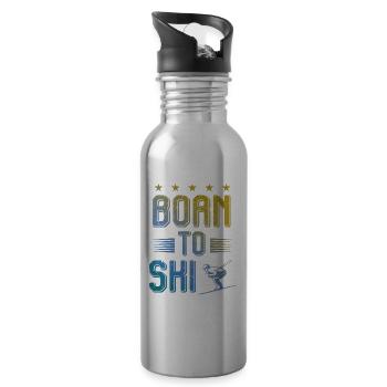 Né pour skier - Gourde avec paille intégrée - argent clair - Droite