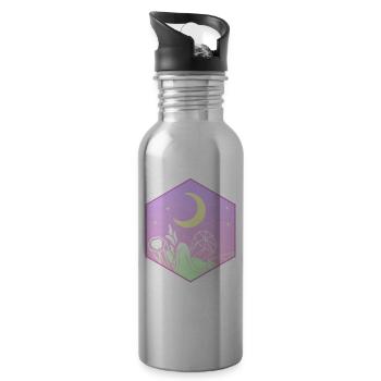 Pastel Goth Mond Kawaii Niedlicher Halbmond - Trinkflasche mit integriertem Trinkhalm - Lightsilver - Rechts