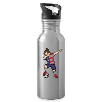 USA Dabbing Soccer Player Girls America Soccer - Gourde avec paille intégrée - argent clair - Droite