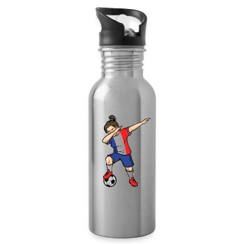 Dabbing Footballeuse Filles France Football - Gourde avec paille intégrée - argent clair - Droite
