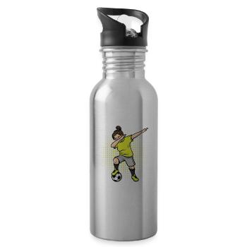 Mädchen Fußballspielerin Mir Reicht's Fußball - Trinkflasche mit integriertem Trinkhalm - Lightsilver - Rechts