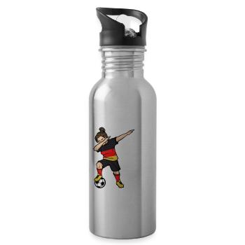 Fußballer 9 Jahre alt Mädchen Deutschland Fußball - Trinkflasche mit integriertem Trinkhalm - Lightsilver - Rechts