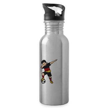 Fußball Junge 10. Geburtstag Fußballer Deutschland - Trinkflasche mit integriertem Trinkhalm - Lightsilver - Rechts