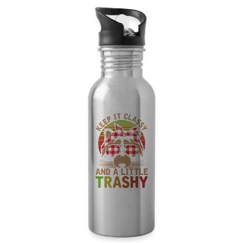 Raccoon Girl Women Funny Garbage Animal - Gourde avec paille intégrée - argent clair - Droite