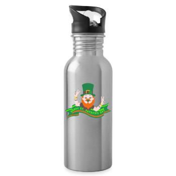 St. Patricks Day Irisch Kleeblatt Kobold Feiertag - Trinkflasche mit integriertem Trinkhalm - Lightsilver - Rechts