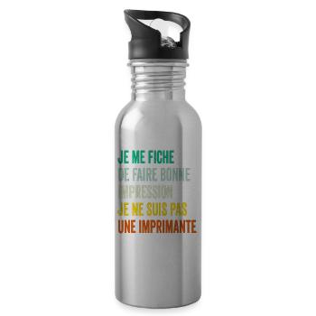 Humour Homme - Je me fiche de faire bonne impre... - Gourde avec paille intégrée - argent clair - Droite