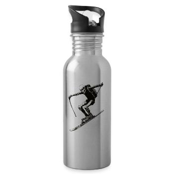 Graffiti Skelett auf Snowboard Ski - Trinkflasche mit integriertem Trinkhalm - Lightsilver - Rechts