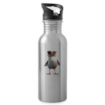 Möwe Flyday Vibes Cool Süß Sommer Urlaub - Trinkflasche mit integriertem Trinkhalm - Lightsilver - Rechts