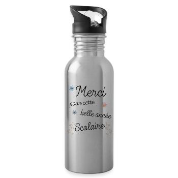 Cadeau maîtresse merci pour cette année scolaire - Gourde avec paille intégrée - argent clair - Droite
