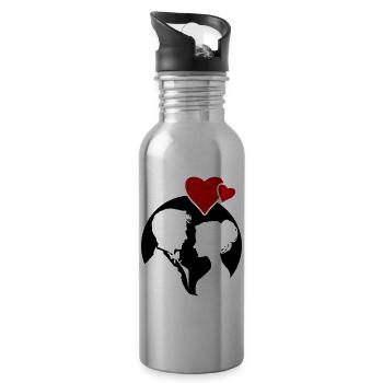 Ehepaar Hochzeit Silhouette - Trinkflasche mit integriertem Trinkhalm - Lightsilver - Rechts