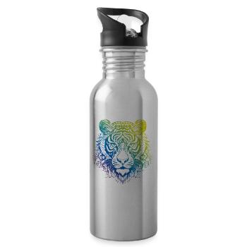 Tiger Mandala Boho - Trinkflasche mit integriertem Trinkhalm - Lightsilver - Rechts