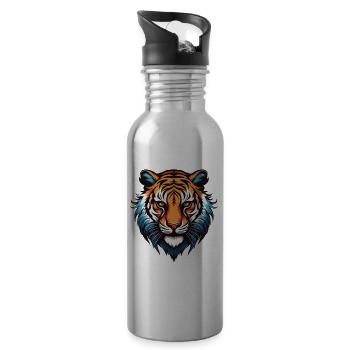 Portrait de tigre - Gourde avec paille intégrée - argent clair - Droite