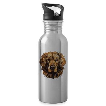 Portrait de chien Golden Retriever - Gourde avec paille intégrée - argent clair - Droite