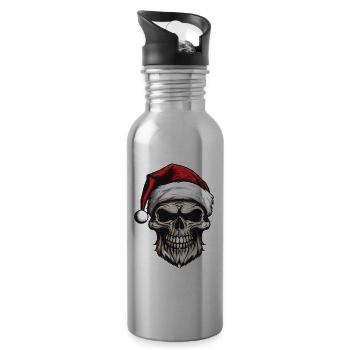 Santa Claus Skull - Water bottle with straw - silver - Right