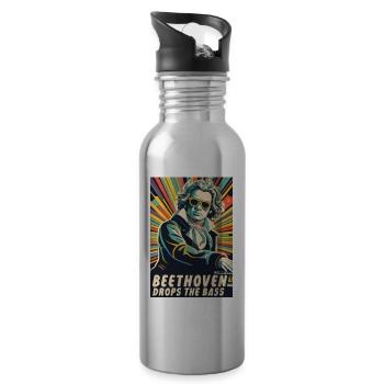 Beethoven Drops the Bass DJ - Trinkflasche mit integriertem Trinkhalm - Lightsilver - Rechts